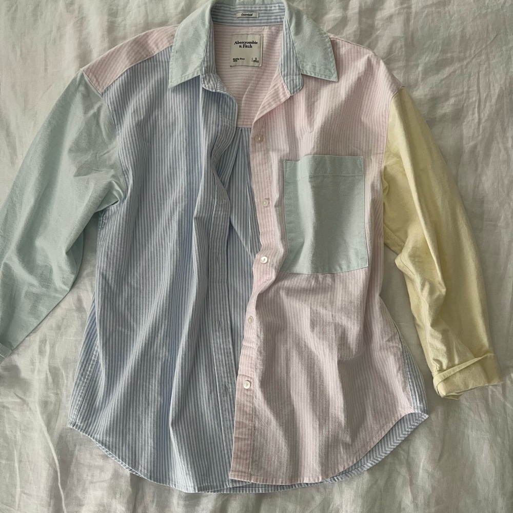 Abercrombie Women’s SMALL Pastel Striped Color Block Button Up